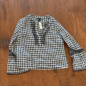 Black & White Gingham Bell-Sleeve Top - Women
